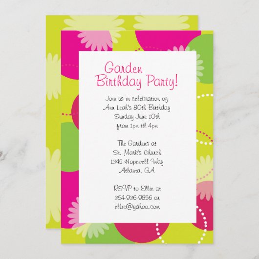 Garden Blume Einladung (Vorne/Hinten)