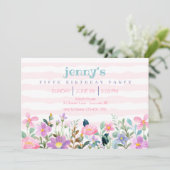 Garden Blume Geburtstagsparty Einladung (Stehend Vorderseite)
