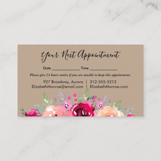 Garden Blume Haare Stylist Salon Makeup Kraft Terminkarte (Rückseite)