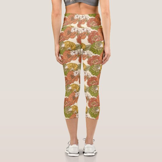 Garden Blume Pattern Capri Leggings (Rückseite)