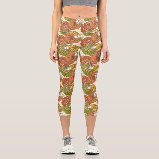 Garden Blume Pattern Capri Leggings (Vorderseite)
