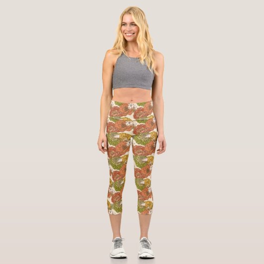 Garden Blume Pattern Capri Leggings (Vorderseite)