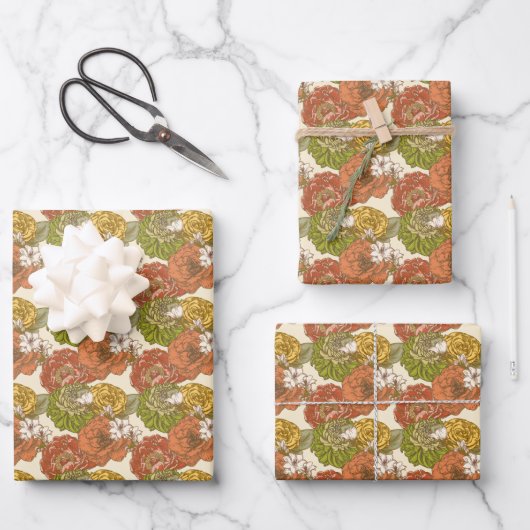 Garden Blume Pattern Geschenkpapier Set (Vorderseite)