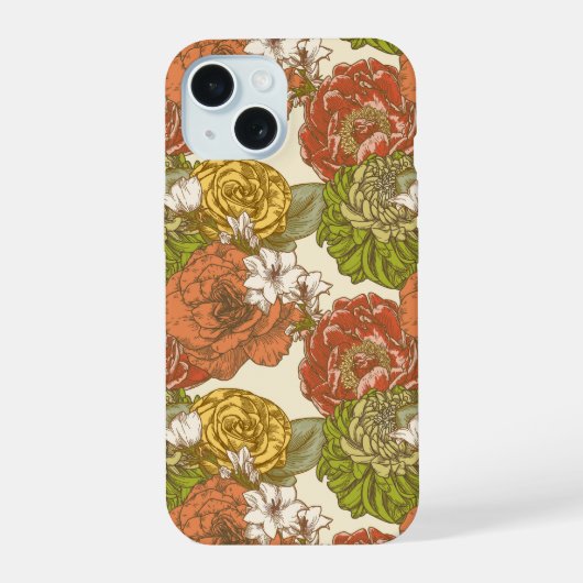 Garden Blume Pattern iPhone 15 Hülle (Rückseite)