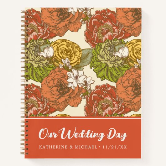 Garden Blume Pattern | Unser Hochzeitstag Notizblock (Vorderseite)