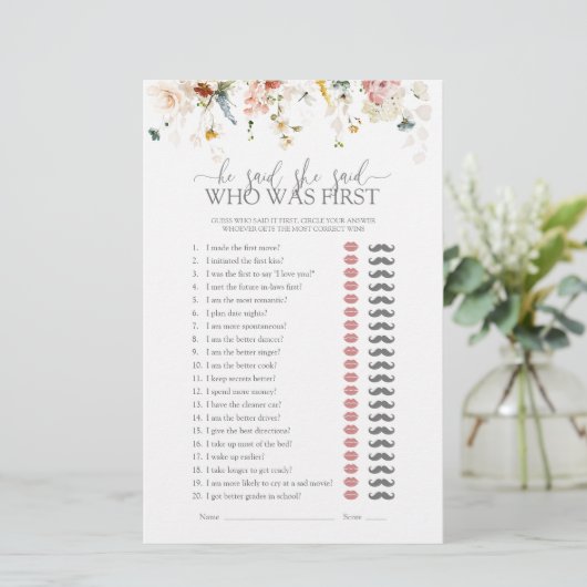 Garden Blume, sagte er, sie sagte Brautparty Game (Stehend Vorderseite)