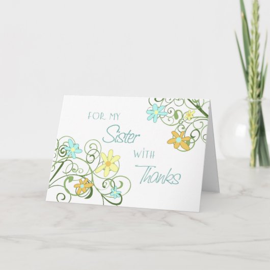 Garden Blume Schwester Danke Bridesmaid Card (Vorderseite)