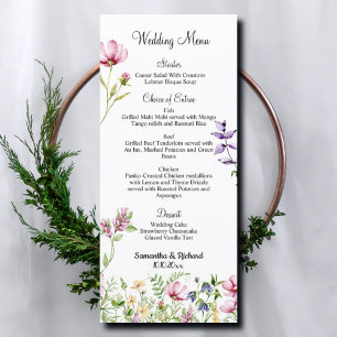 Garden Blume Wasserfarbe 4x9" Hochzeitsmenü Menükarte