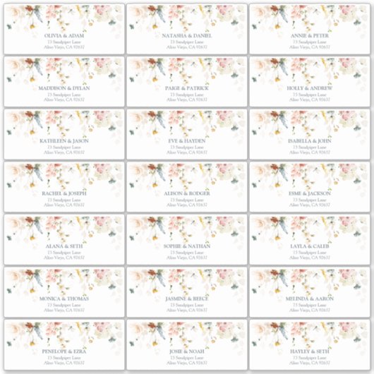 Garden Blume Wasserfarben Gastadresse Aufkleber (Vorderseite)