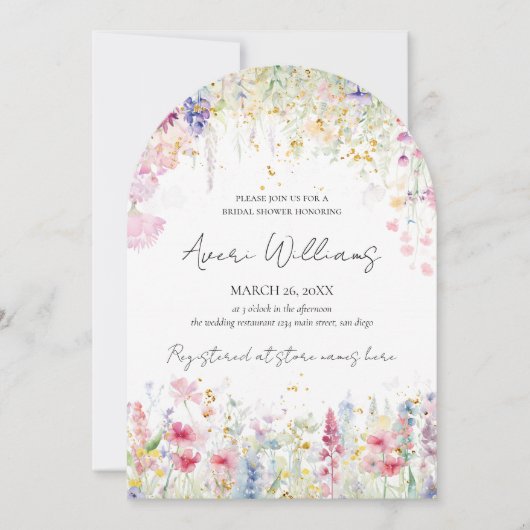 Garden Blume Wasserfarben Modernes Boho Brautparty Einladung (Vorderseite)