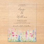 Garden Blume Watercolor Moderne Boho Hochzeit Acryleinladungen (Vorderseite)