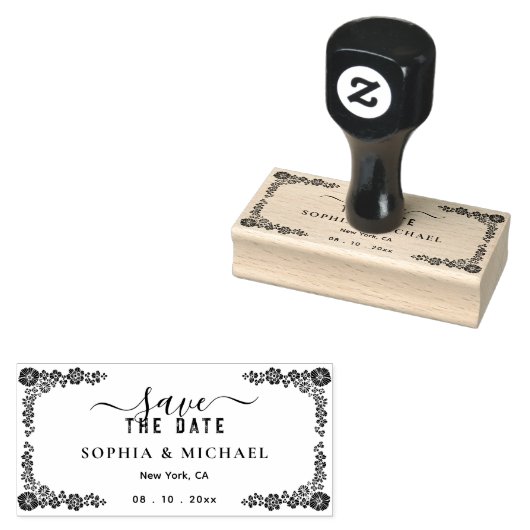 Garden Blumenrahmen Modern Save the Date Hochzeit Gummistempel (Stempel)
