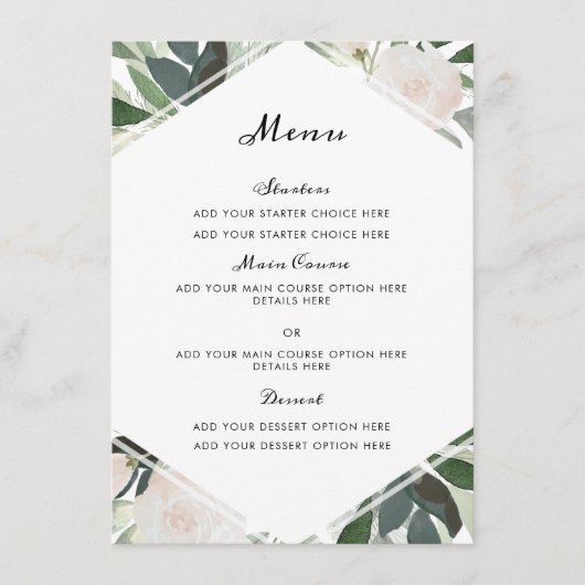 Garden Blush Menu Card Menükarte (Vorderseite)