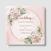Garden Blush Pink Floral Eucalyptus Guest Book Gästebuch (Vorderseite)
