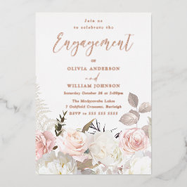 Garden Blush Rose Gold Engagement Party Folieneinladung