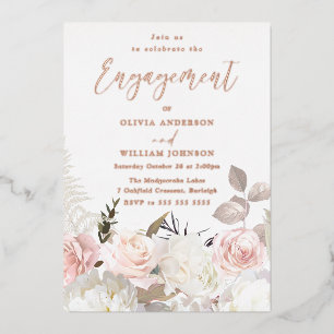 Garden Blush Rose Gold Engagement Party Folieneinladung