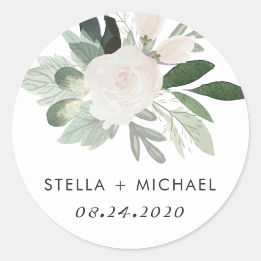 Garden Blush Round Sticker (Vorderseite)