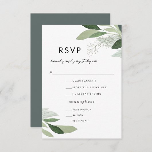 Garden Blush UAWG mit Menüoptionen RSVP Karte (Vorne/Hinten)