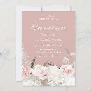 Garden Blush & White Floral Quinceanera Party Einladung