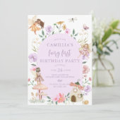 Garden Boho Arch Verzauberte Fee Erstgeburt Einladung (Stehend Vorderseite)