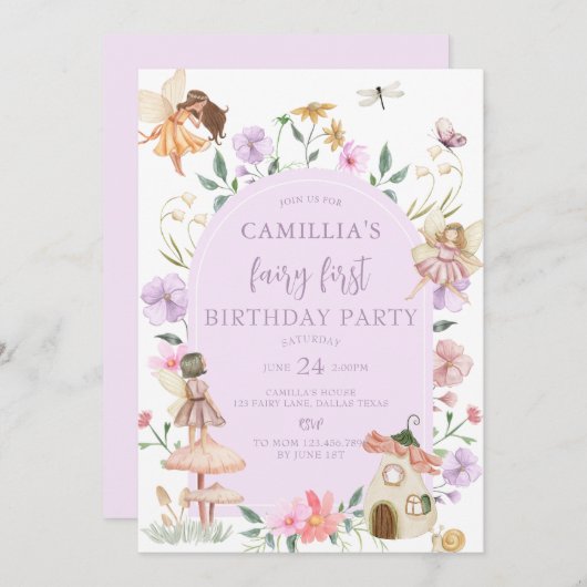 Garden Boho Arch Verzauberte Fee Erstgeburt Einladung (Vorne/Hinten)