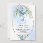 Garden Boho Blue Floral Baby Shower Invitation Einladung (Vorderseite)