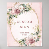 Garden Boho Dusty Pink Floral Custom Sign Poster (Vorne)