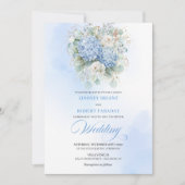Garden Boho Pastel Blue Hydrangea Wedding Invite Einladung (Vorderseite)