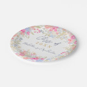 Garden boho pastellfarbene Wildblumen Abschluss Pappteller (Schrägansicht)