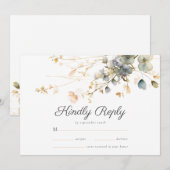 Garden Boho Wildblume Beige Blue Wedding RSVP Save The Date (Vorne/Hinten)