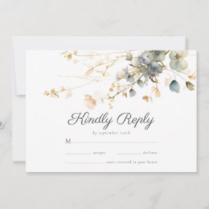 Garden Boho Wildblume Beige Blue Wedding RSVP Save The Date