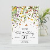 Garden Boho Wildblumen 40. Geburtstag Einladung (Stehend Vorderseite)