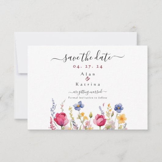 Garden Boho Wildblumen Save the Date Karte (Vorderseite)