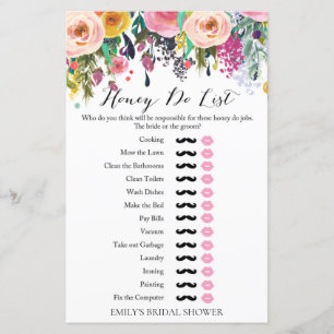 Garden Brautparty Game Honey Do List