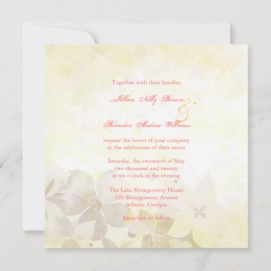 Garden Breeze Wasserfarben Hochzeit der Blumen Einladung (Rückseite)