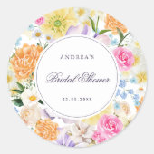 Garden Bright Bloral Spring Summer Brautparty Runder Aufkleber (Vorderseite)