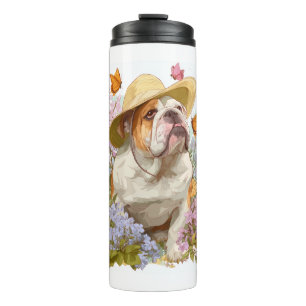 Garden Bulldog - Floral Funny Dog Thermosbecher