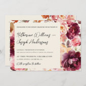 Garden Burgundy Script calligraphy Details Wedding Einladung (Vorne/Hinten)