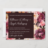 Garden Burgundy Script calligraphy Details Wedding Einladung (Vorderseite)