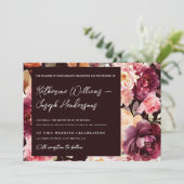 Garden Burgundy Script calligraphy Details Wedding Einladung (Stehend Vorderseite)