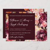 Garden Burgundy Skriptkalligrafie Details Hochzeit Einladung (Vorne/Hinten)