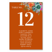 Garden Burnt Orange Boho Chic Wildblume Wedding Tischnummer (Vorderseite)