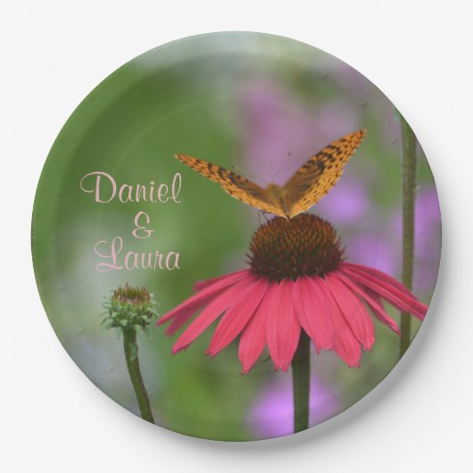 Garden Butterfly Wedding Pappteller (Vorderseite)