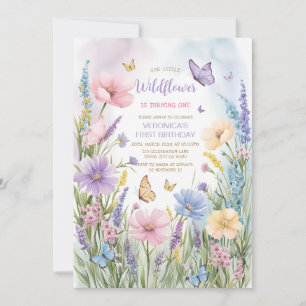 Garden Butterfly Wildblume 1. Geburtstag Einladung