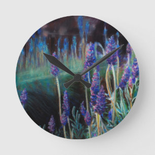 Garden By the Pond at Twilight Runde Wanduhr