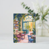 Garden Cafe | Botanical Watercolor Painting Postkarte (Stehend Vorderseite)