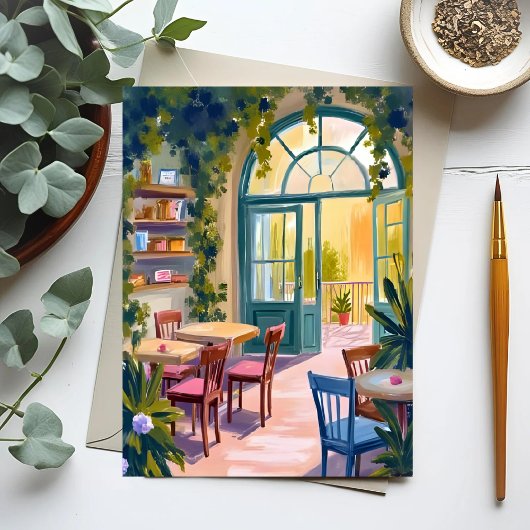 Garden Cafe | Botanical Watercolor Painting Postkarte
