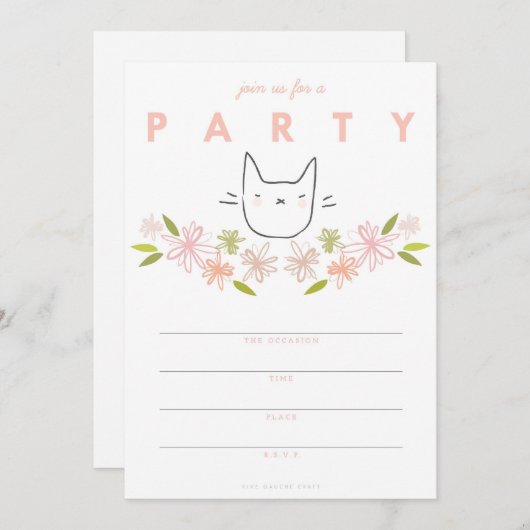 Garden Cat Party Einladung (Vorne/Hinten)