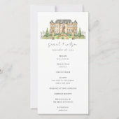 Garden Chateau Watercolor Hochzeitsprogramm Karte (Vorderseite)
