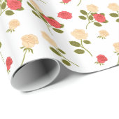 Garden Chic Feminine Rote Creme Rose Blumenstrauß Geschenkpapier (Rolleneckpunkt)